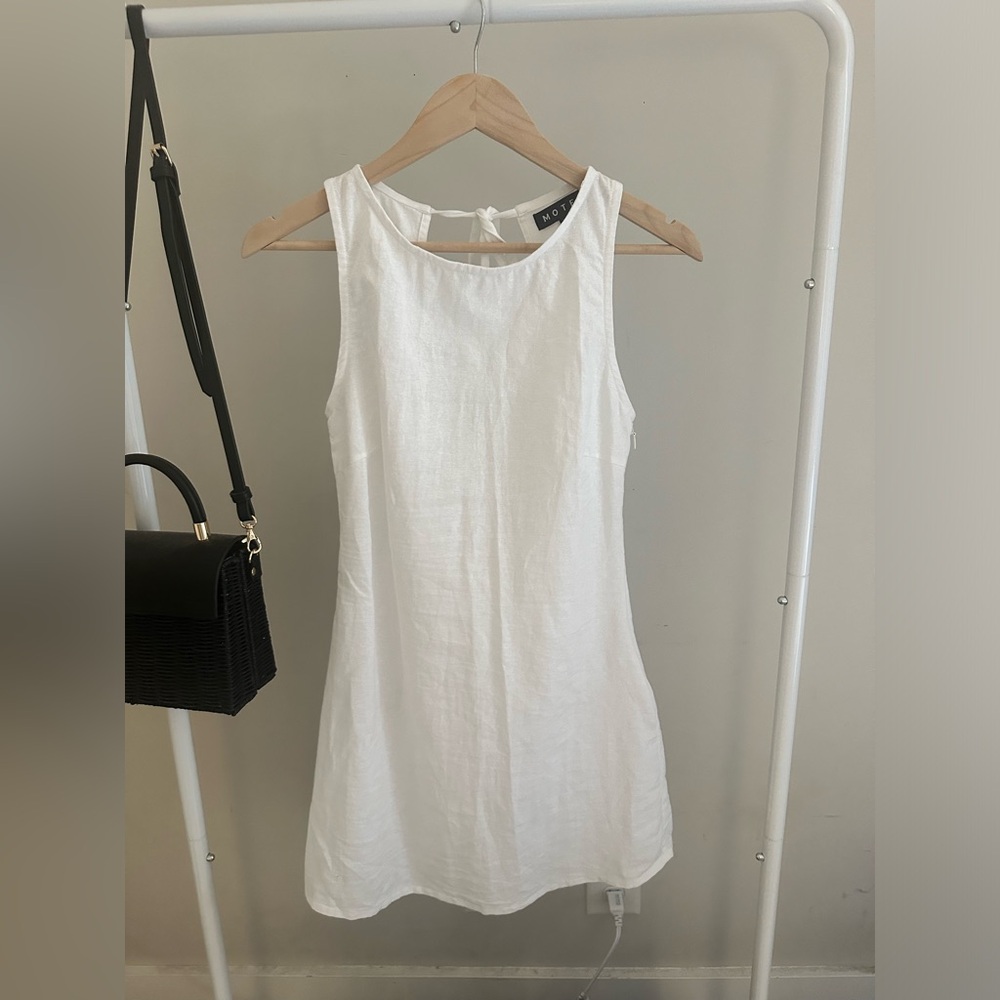 White MOTEL mock neck mini dress